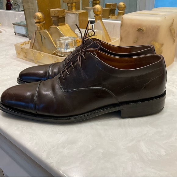 Salvatore Ferragamo Brown Calf Leather Cap Toe Oxford Dress Shoes, Men’s Sz 12 D - Picture 2 of 16